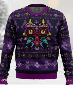 Majoras Mask Seamless Pattern Legend of Zelda For Christmas Gifts Christmas Ugly Wool Knitted Sweater