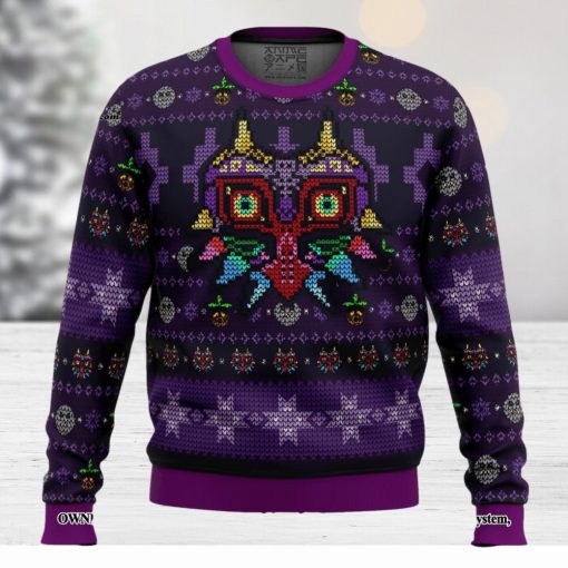 Majoras Mask Seamless Pattern Legend of Zelda For Christmas Gifts Christmas Ugly Wool Knitted Sweater