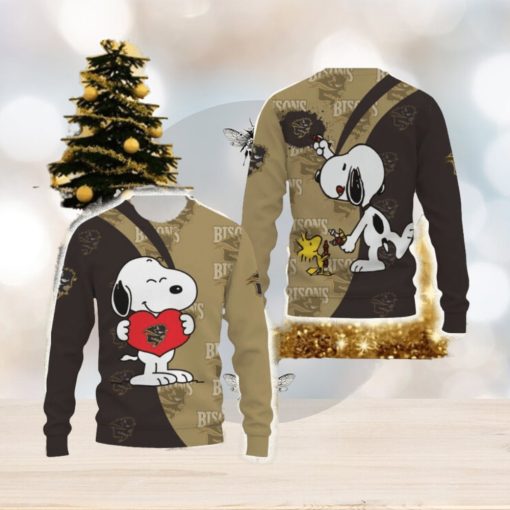 Manitoba Bisons Snoopy Cute Heart American Sports Team Funny 3D Sweater For Men And Women Gift Christmas