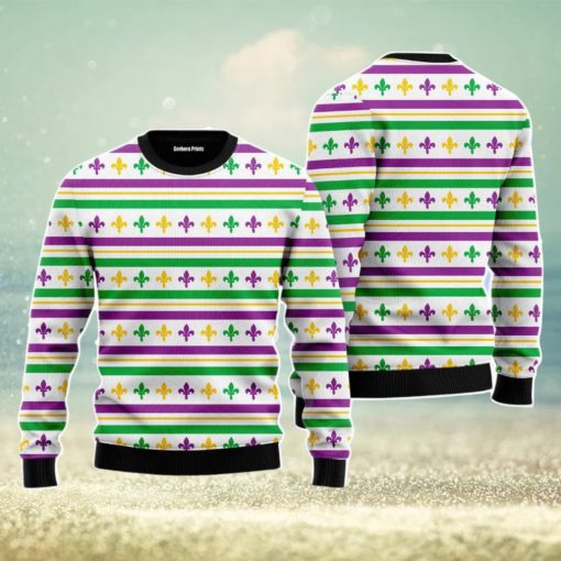 Mardi Gras Striped Seamless Christmas Unisex Ugly Sweater