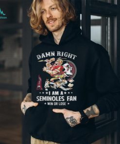 Mascot damn right I am a florida state seminoles fan win or lose 2023 shirt