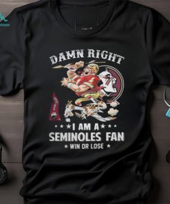 Mascot damn right I am a florida state seminoles fan win or lose 2023 shirt, hoodie, sweater, long sleeve and tank top Mascot damn right I am a florida state seminoles fan win or lose 2023 shirt