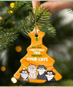 May Your Christmas Tree Survive   Gift For Cat Lovers   Personalized Tree Ceramic Ornament