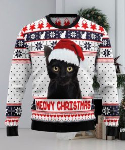 Meowy Black Cat Christmas Snowboard Ugly 3D Sweater For Thanksgiving