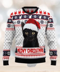 Meowy Black Cat Christmas Snowboard Ugly 3D Sweater For Thanksgiving