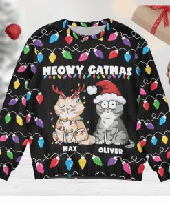 Meowy Catmas Christmas Funny Cats   Personalized Ugly Sweater