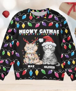 Meowy Catmas Christmas Funny Cats   Personalized Ugly Sweater