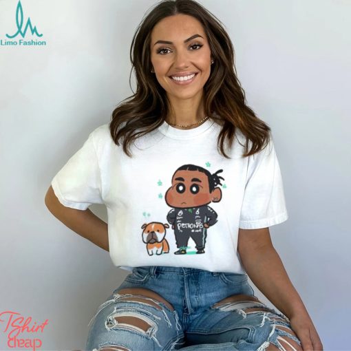 Mercedes AMG F1 Driver Lewis Hamilton And His Dog Roscoe In The Style Of Crayon Shin Chan Unisex T shirt