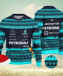 Mercedes AMG PETRONAS F1 Team Custom Name Ugly Sweater Gift For Christmas