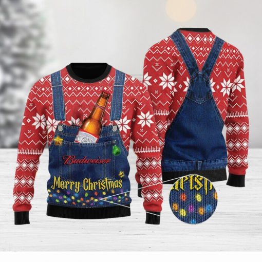 Merry Budweiser Knitted 3D Sweater Gift For Xmas