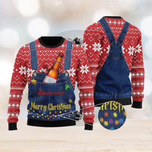 Merry Budweiser Knitted 3D Sweater Gift For Xmas