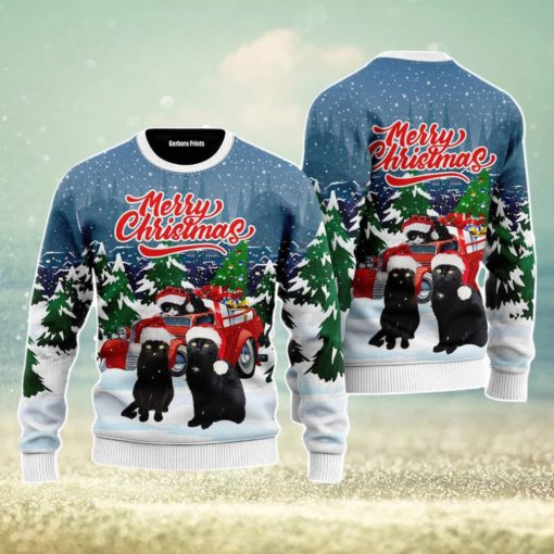 Merry Christmas Black Cat Christmas Unisex Ugly Sweater