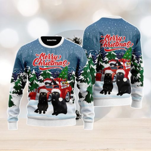 Merry Christmas Black Cat Christmas Unisex Ugly Sweater