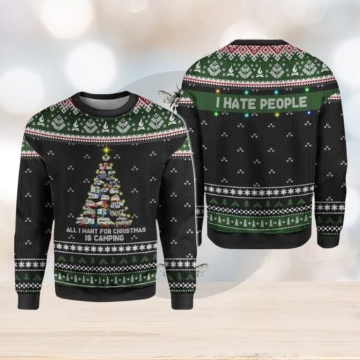 Merry Christmas Camping All I Want For Is I Hate People For Christmas Gifts Knitting Pattern Sweater