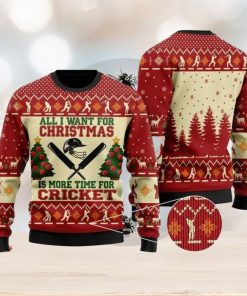 Merry Christmas Cricket All I Want For Is More Time For Ugly Christmas Wool Knitted Sweater