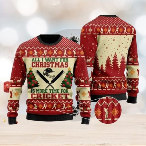 Merry Christmas Cricket All I Want For Is More Time For Ugly Christmas Wool Knitted Sweater