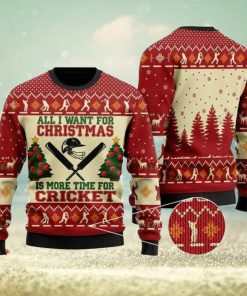 Merry Christmas Cricket All I Want For Is More Time For Ugly Christmas Wool Knitted Sweater