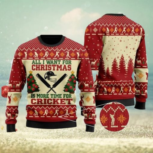 Merry Christmas Cricket All I Want For Is More Time For Ugly Christmas Wool Knitted Sweater