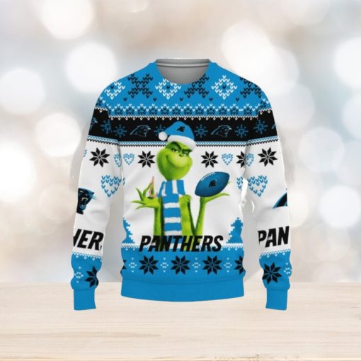 Merry Christmas Football American Grinch Cute Carolina Panthers 3D Sweater