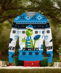 Merry Christmas Football American Grinch Cute Carolina Panthers 3D Sweater