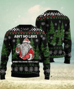 Merry Christmas Santa And Beer Aint No Laws When Youre Drinking With Claus For Christmas Gifts Ugly Christmas Wool Knitted Sweater