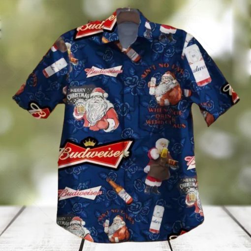 Merry Christmas Santa Claus With Beer Budweiser Hawaiian Shirt