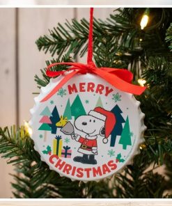 Merry Christmas Snoopy Bottle Cap Ornament