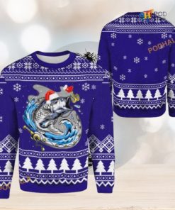 Merry Fishmas Bass Fish Fishing 3D Cute Ugly Christmas Sweater