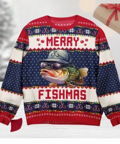 Merry Fishmas For Fishing Dad, Grandpa Personalized Ugly Sweater - Limotees