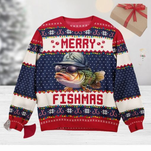 Merry Fishmas For Fishing Dad, Grandpa   Personalized Ugly Sweater