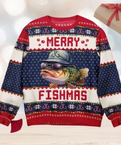 Merry Fishmas For Fishing Dad, Grandpa   Personalized Ugly Sweater