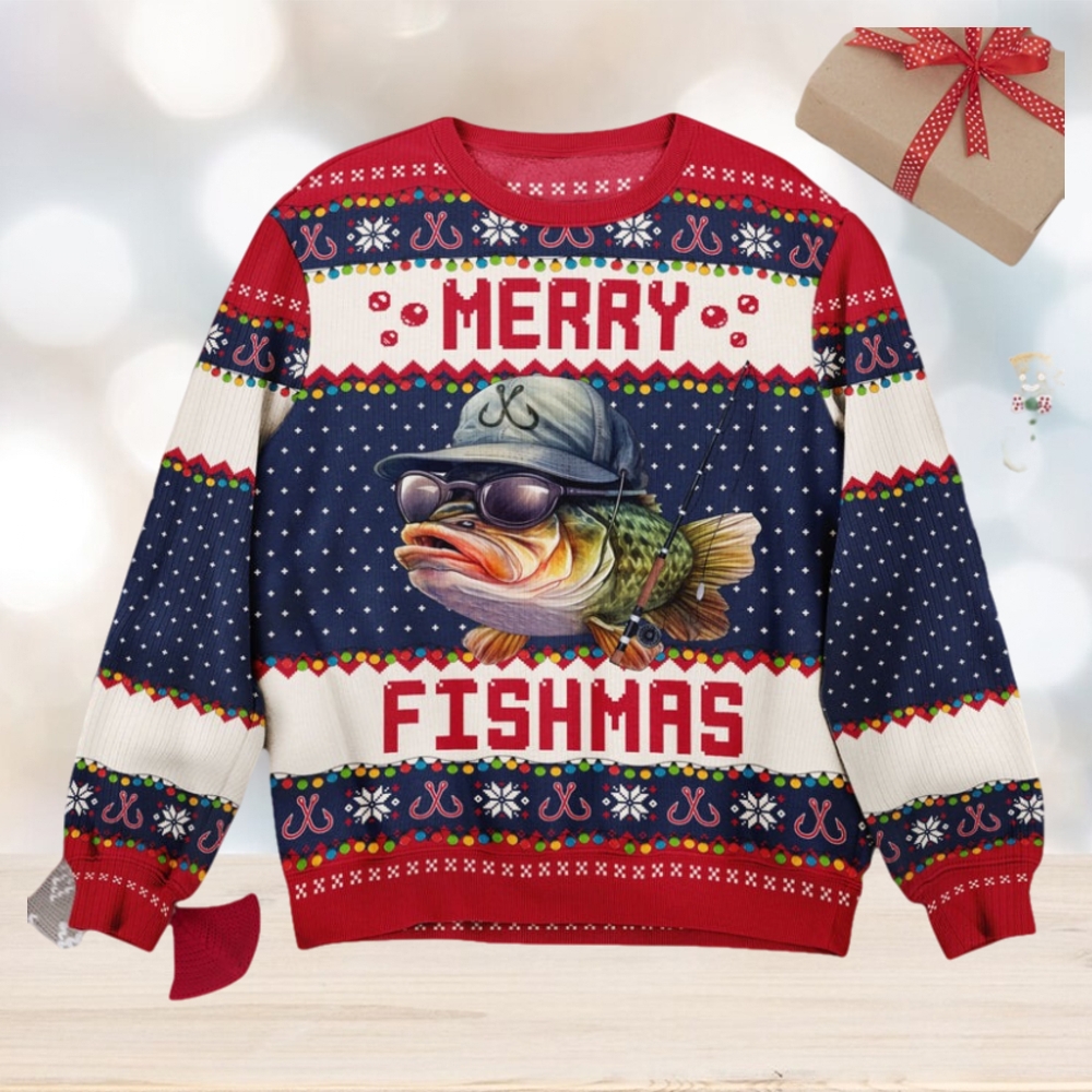 Merry Fishmas For Fishing Dad, Grandpa Personalized Ugly Sweater