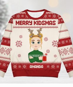 Merry Kidsmas Christmas Gift For Kid Granddaughter Personalized Kid Ugly Sweater