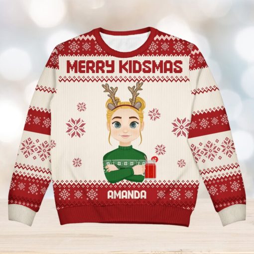 Merry Kidsmas   Christmas Gift For Kid Granddaughter   Personalized Kid Ugly Sweater