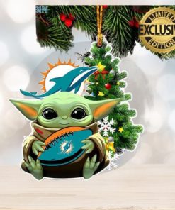 Miami Dolphins Baby Yoda NFL Christmas Tree Decorations Ornament