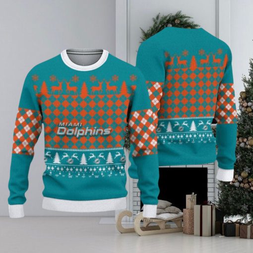 Miami Dolphins Check Christmas Sweater