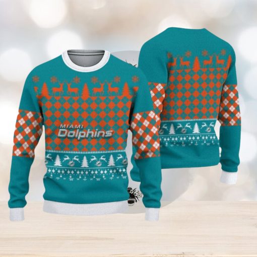 Miami Dolphins Check Christmas Sweater