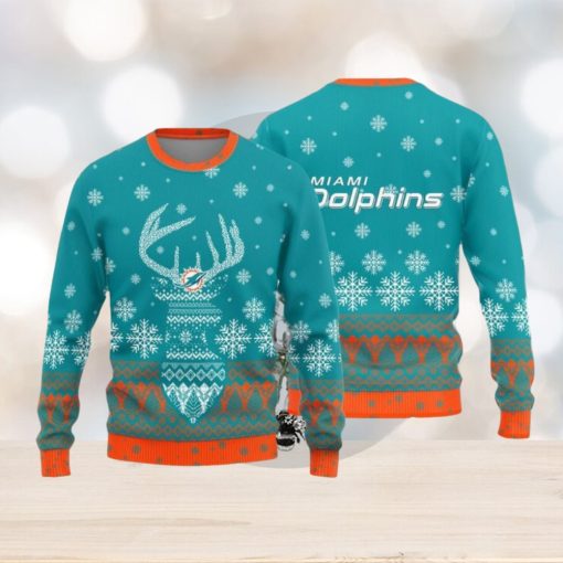 Miami Dolphins Christmas Reindeer Knitted Sweater