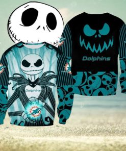 Miami Dolphins Jack Skellington Reindeer Christmas Ugly Sweater Halloween For Men And Women