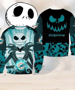 Miami Dolphins Jack Skellington Reindeer Christmas Ugly Sweater Halloween For Men And Women