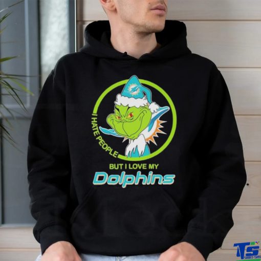 Miami Dolphins NFL Christmas Grinch Santa I Hate People But I Love My Dolphins shirt