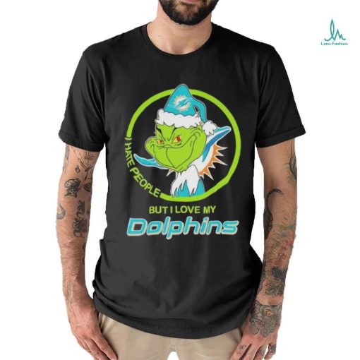 Miami Dolphins NFL Christmas Grinch Santa I Hate People But I Love My Dolphins shirt