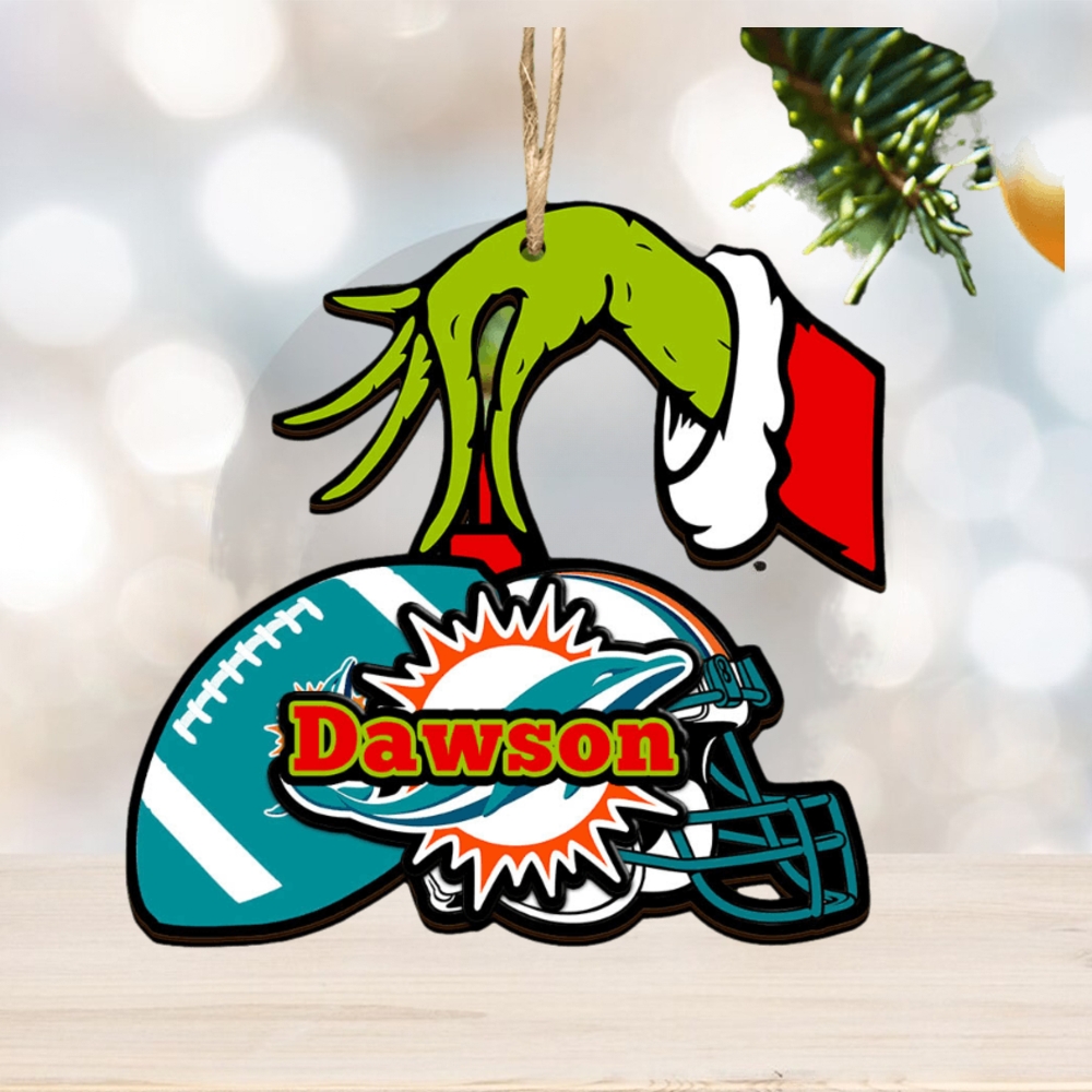 Miami Dolphins NFL Grinch Personalized Ornament SP121023116ID03 Miami Dolphins NFL Grinch Personalized Ornament SP121023116ID03