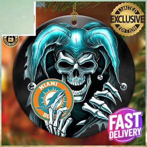 Miami Dolphins NFL Skull Joker Custom Name 2023 Holiday Gifts Christmas Decorations Ornament
