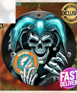 Miami Dolphins NFL Skull Joker Custom Name 2023 Holiday Gifts Christmas Decorations Ornament