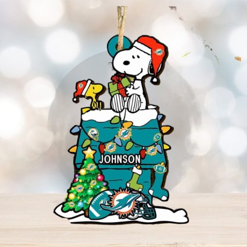 Miami Dolphins NFL Snoopy Ornament Personalized Christmas 2023 Holidays