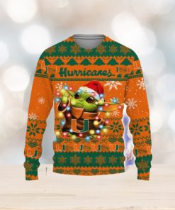 Miami Hurricanes Baby Yoda Star Wars Sports Football American Ugly Christmas Sweater Christmas Holiday Gift