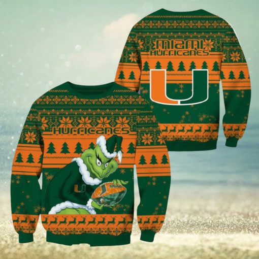 Miami Hurricanes Grinch Christmas Ugly Sweater NCAA Funny Gift For Men And Women