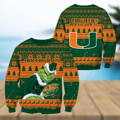 Miami Hurricanes Grinch Christmas Ugly Sweater NCAA Funny Gift For Men And Women