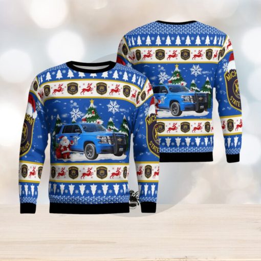 Michigan State Police Chevy Tahoe Christmas Gift For Christmas Christmas Ugly Wool Knitted Sweater